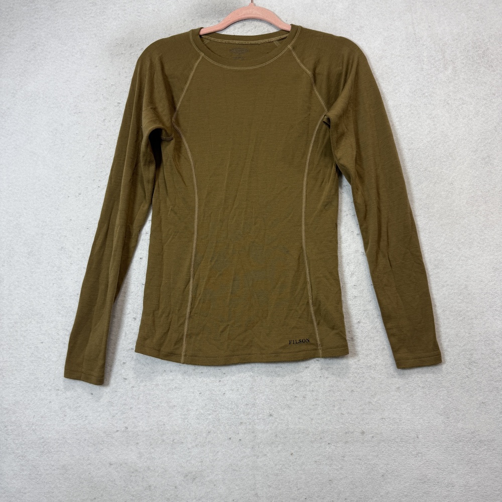 Filson Shirt Womens Medium Brown Merino Wool Long Sleeve Base Layer Thermal
